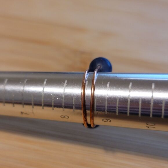 Handmade Labradorite and Blue Aventurine Copper Wire Wrapped Ring Non-Adjustable - Picture 4 of 6